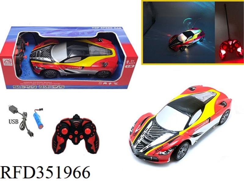 1:14 FOUR-CHANNEL REMOTE CONTROL CAR COLORFUL LIGHTS FERRARI-.RED