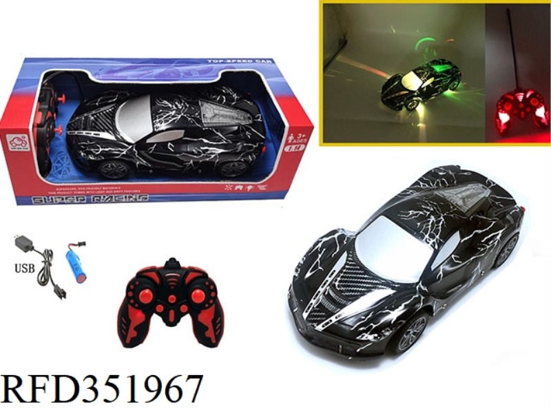 1:14 FOUR-CHANNEL REMOTE CONTROL CAR WITH COLORFUL LIGHTS FERRARI-.BLACK