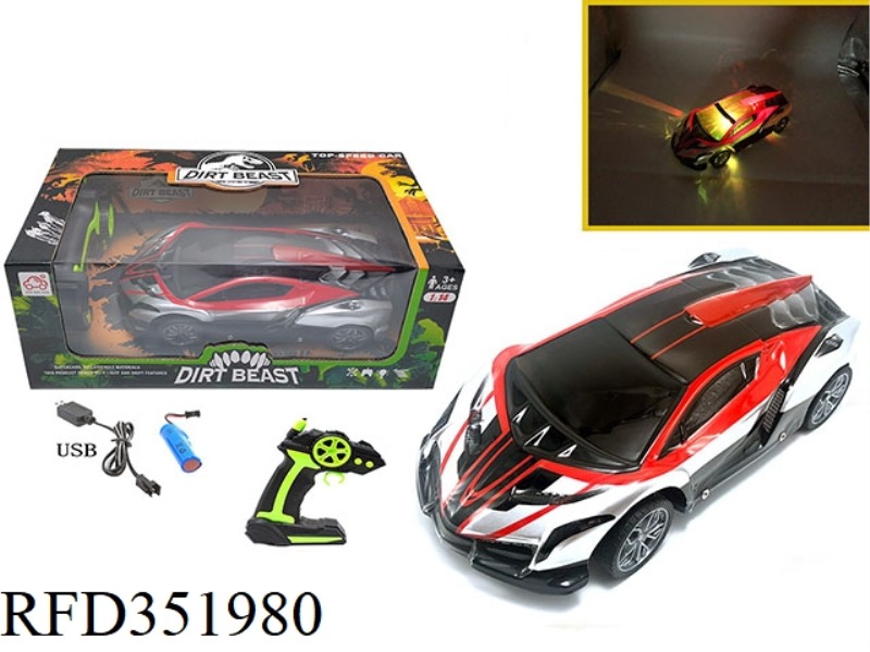 1:14 FOUR-CHANNEL PVC CAR SHELL REMOTE CONTROL CAR 3D COLORFUL LIGHTS