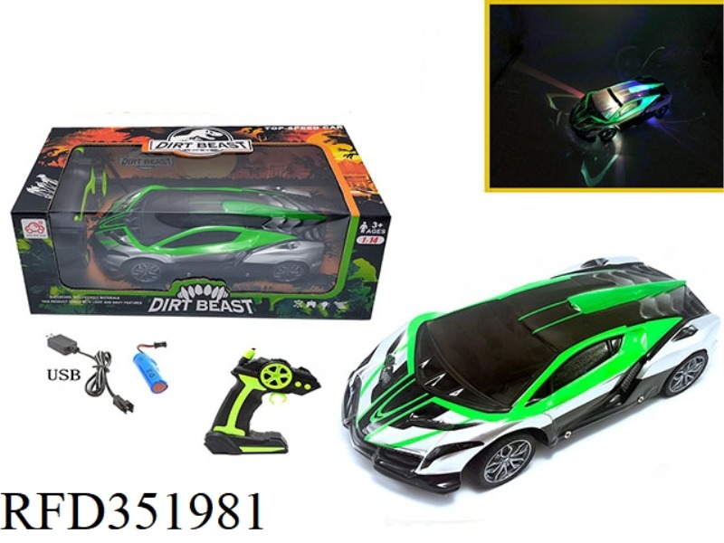 1:14 FOUR-CHANNEL PVC CAR SHELL REMOTE CONTROL CAR 3D COLORFUL LIGHTS