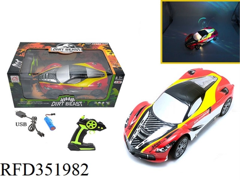 1:14 FOUR-CHANNEL PVC CAR SHELL REMOTE CONTROL CAR 3D COLORFUL LIGHTS