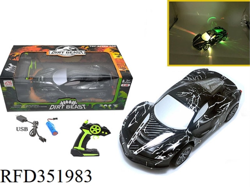 1:14 FOUR-CHANNEL PVC CAR SHELL REMOTE CONTROL CAR 3D COLORFUL LIGHTS
