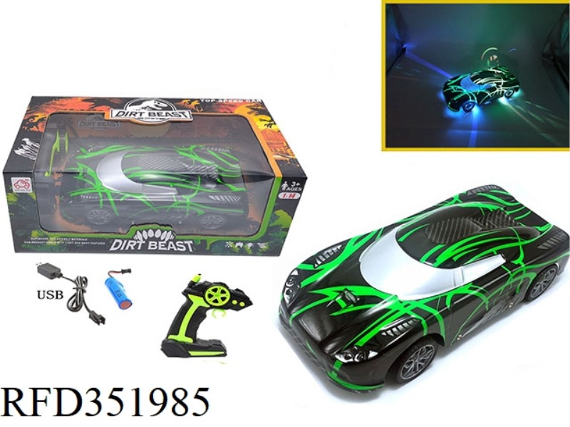 1:14 FOUR-CHANNEL PVC CAR SHELL REMOTE CONTROL CAR 3D COLORFUL LIGHTS