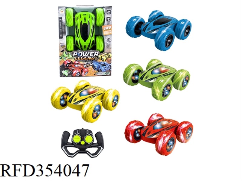 2.4G STUNT DOUBLE-SIDED TRUCK WITH LIGHT AND MUSIC RED BLUE YELLOW GREEN 4 COLORS (MIXED)