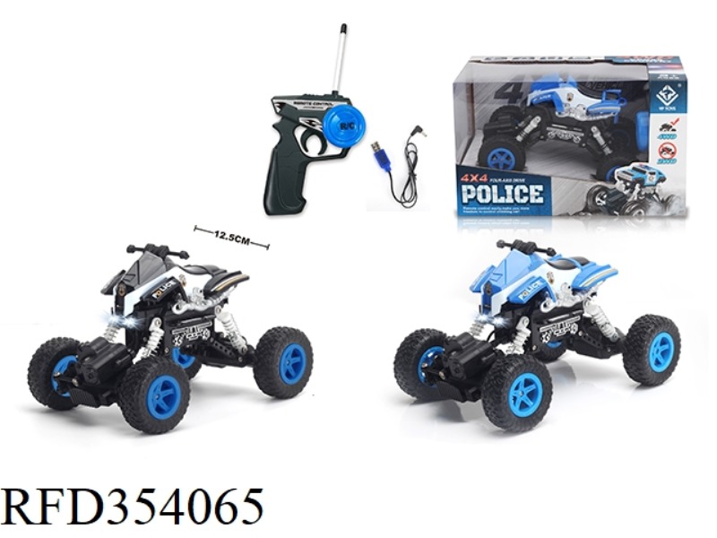 FOUR-WHEEL DRIVE BEACH MOTORCYCLE POLICE CLIMBING REMOTE CONTROL CAR PACKAGE WITH LIGHTS