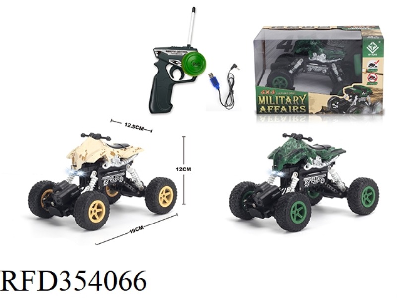FOUR-WHEEL DRIVE BEACH MOTORCYCLE MILITARY CLIMBING REMOTE CONTROL CAR WITH ELECTRIC LIGHT
