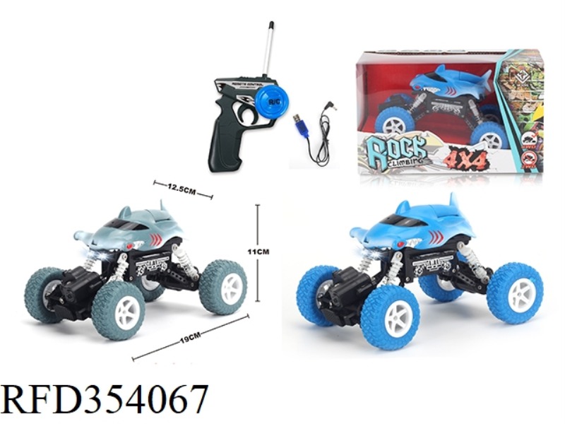 FOUR-WHEEL DRIVE SHARK CARTOON GRAFFITI CLIMBING REMOTE CONTROL CAR WITH ELECTRIC LIGHT