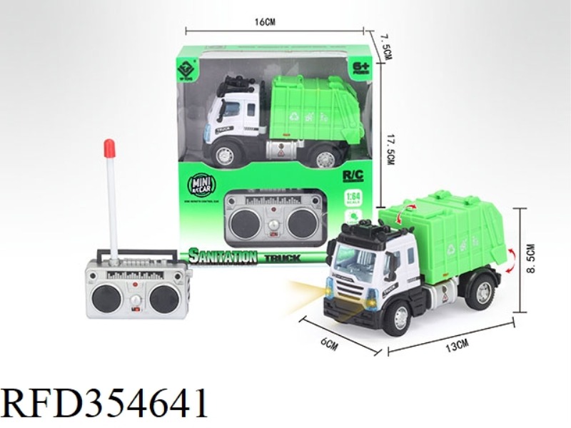 1:64 FOUR-CHANNEL REMOTE CONTROL SANITATION GARBAGE TRUCK (NOT INCLUDE)