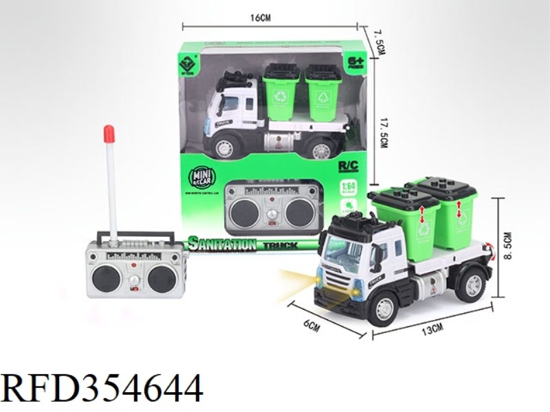 1:64 FOUR-CHANNEL REMOTE CONTROL TRASH CAN SANITATION TRUCK (NOT INCLUDE)