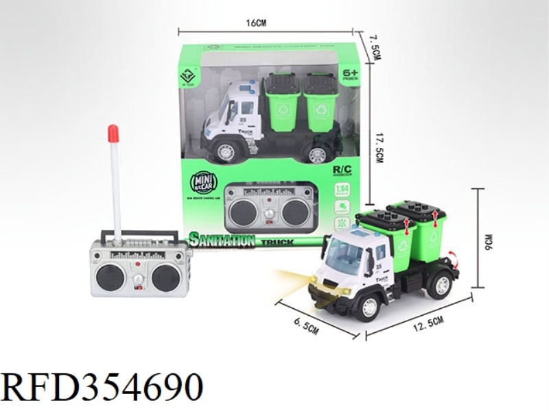 1:64 FOUR-CHANNEL REMOTE CONTROL TRASH CAN SANITATION TRUCK  (INCLUDE)
