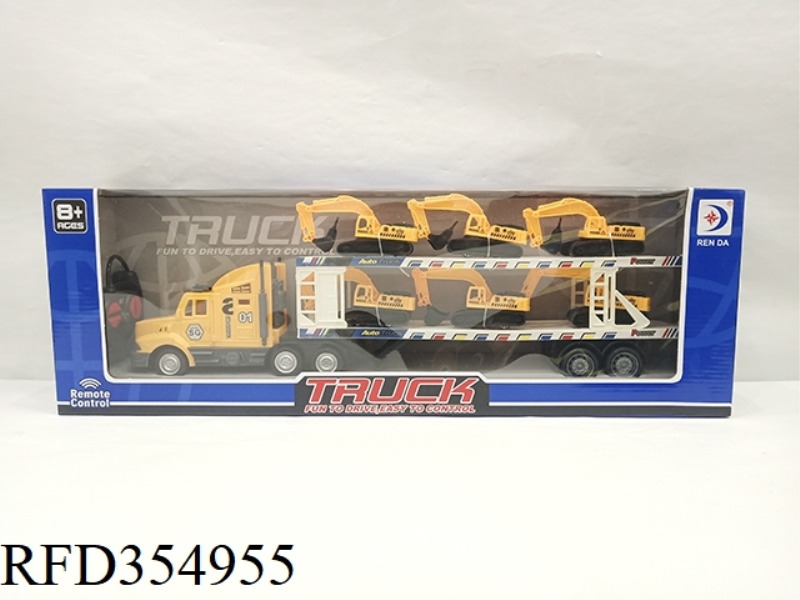 REMOTE CONTROL 4-CHANNEL LONG CONTAINER TRUCK (WITH 6 LARGE ENGINEERING VEHICLES)
