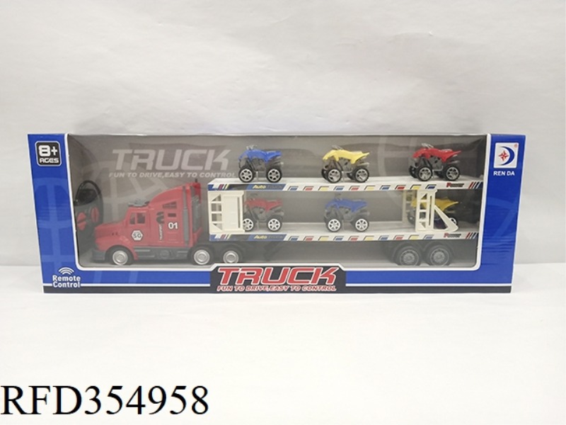 REMOTE CONTROL 4-CHANNEL LONG CONTAINER TRUCK (WITH 6 ATVS)