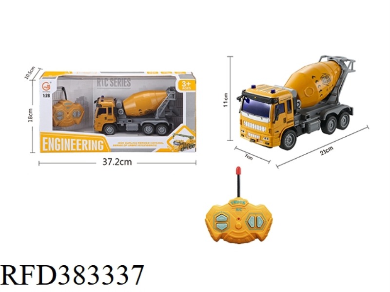 1:28 FOUR-CHANNEL LIGHT REMOTE CONTROL ENGINEERING MIXER TRUCK (INCLUDE)