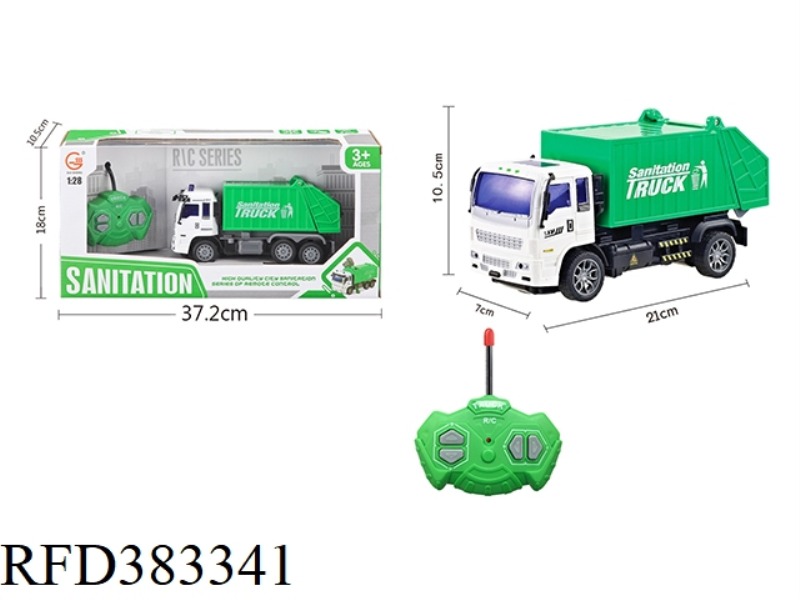 1:28 FOUR-CHANNEL LIGHT REMOTE CONTROL SANITATION GARBAGE TRUCK (INCLUDE)