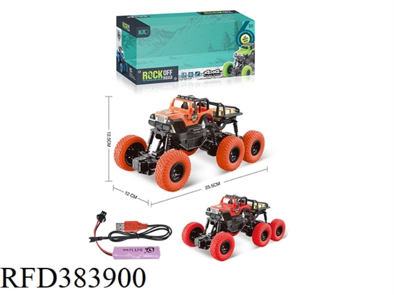 1:16 WRANGLER CONVERTIBLE SIX-WHEELED FOUR-CHANNEL REMOTE CONTROL PAD PRINTING CLIMBING CAR