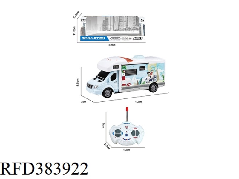 1:32 FOUR-CHANNEL WITH LIGHT REMOTE CONTROL UV PRINTING SUMMER BICYCLE THEME RV