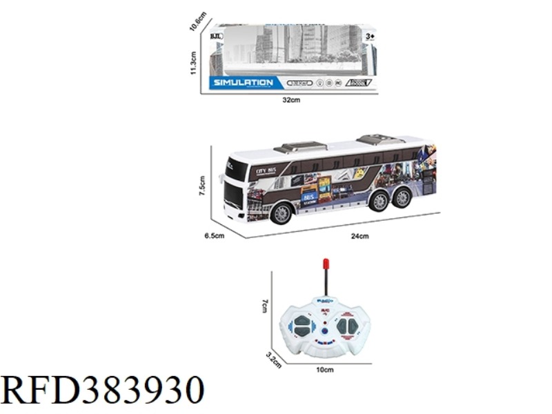 1:32 FOUR-CHANNEL WITH LIGHT REMOTE CONTROL UV PRINTING STREET VIEW THEME BUS