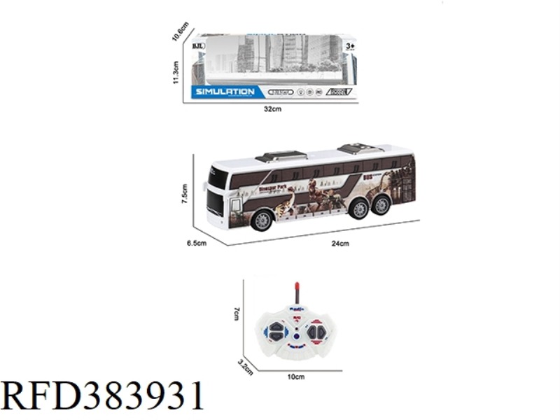 1:32 FOUR-CHANNEL WITH LIGHT REMOTE CONTROL UV PRINTING DINOSAUR THEME BUS