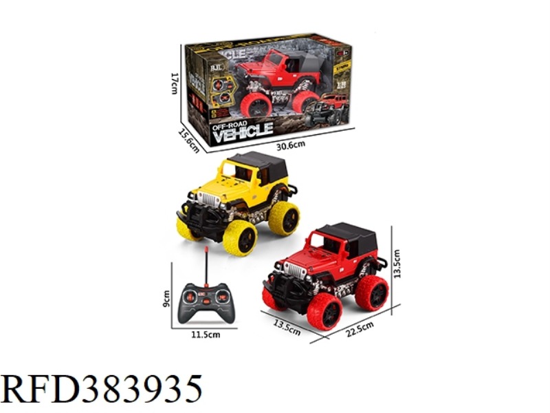 1:18 WRANGLER (HARD TOP) OFF-ROAD VEHICLE FOUR-CHANNEL WITH LIGHT RED AND YELLOW 2 COLORS