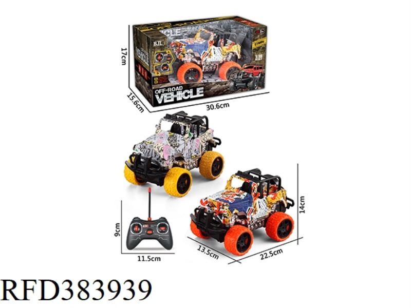 1:18 WRANGLER (CONVERTIBLE) OFF-ROAD VEHICLE (GRAFFITI VERSION) FOUR-CHANNEL WITH LIGHT GRAFFITI 2 C