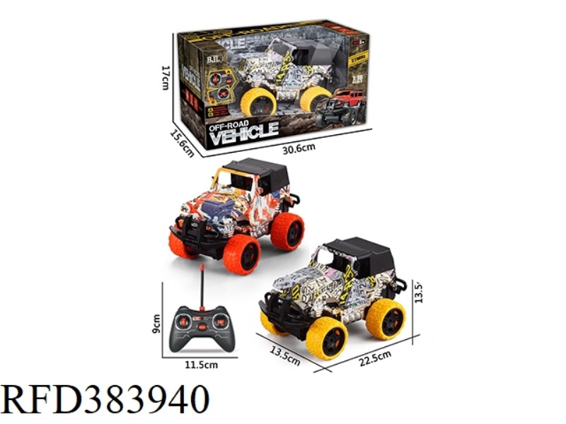 1:18 WRANGLER (HARD TOP) OFF-ROAD VEHICLE (GRAFFITI VERSION) FOUR-CHANNEL WITH LIGHT GRAFFITI 2 COLO