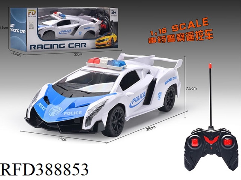 1:16 RAMBO POLICE CAR FOUR-WAY REMOTE CONTROL CAR WITHOUT BATTERY