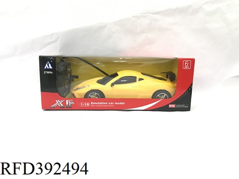 1:18 FERRARI FOUR-CHANNEL REMOTE CONTROL CAR (RED, YELLOW, WITH LED LIGHTS ON THE FRONT)