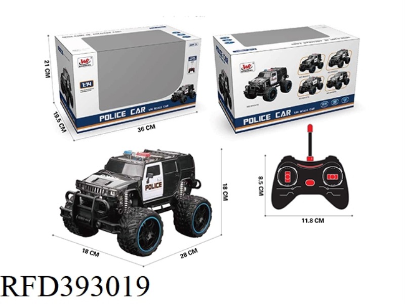 1:16 FOUR-CHANNEL REMOTE CONTROL SIMULATION BIG WHEEL POLICE CAR (WITH LIGHTS) (INCLUDE)