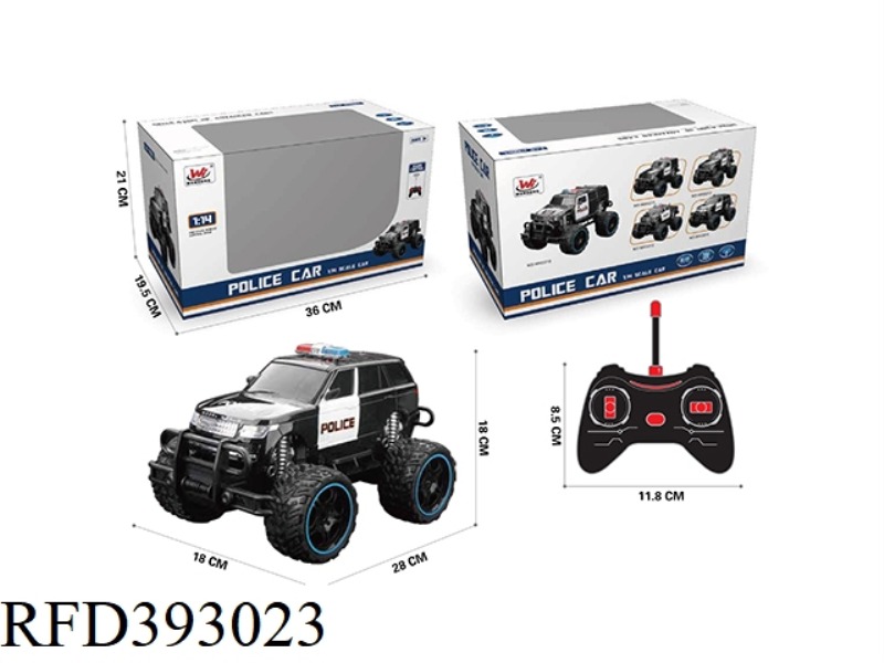 1:16 FOUR-CHANNEL REMOTE CONTROL SIMULATION BIG WHEEL POLICE CAR (WITH LIGHTS) (INCLUDE)