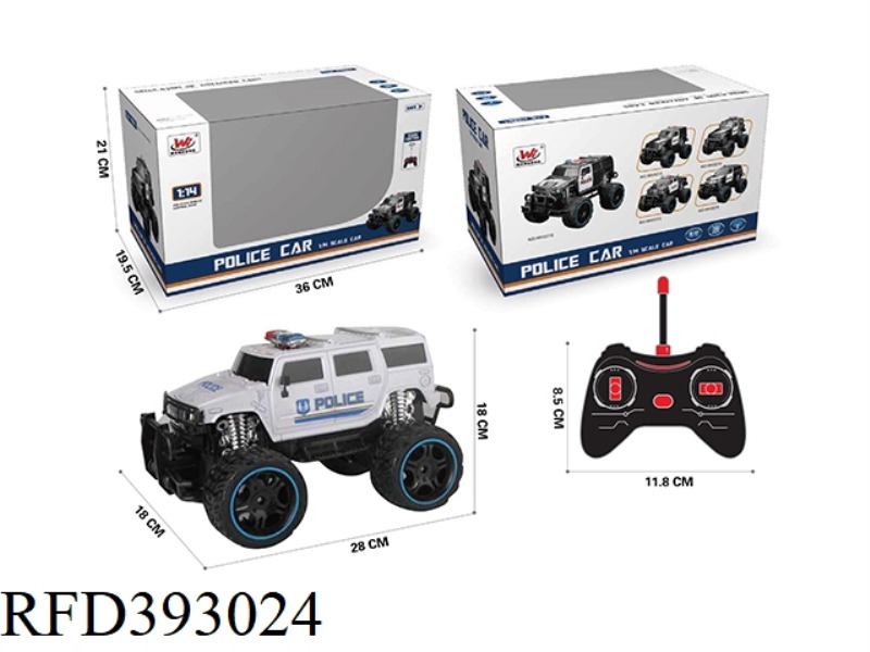 1:16 FOUR-CHANNEL REMOTE CONTROL SIMULATION BIG WHEEL POLICE CAR (WITH LIGHTS) (INCLUDE)