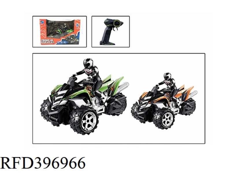 1:12 FOUR-CHANNEL 3-WHEEL REMOTE CONTROL MOTORCYCLE ORANGE/GREEN (NOT INCLUDE) (2.4G)