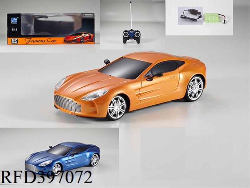 1:18 FOUR-CHANNEL ASTON MARTIN REMOTE CONTROL CAR-ORANGE AND BLUE 2 COLORS MIXED-(INCLUDE) (27MHZ)
