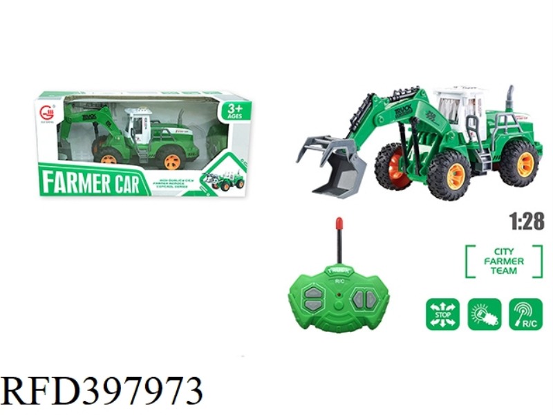 1:28 FOUR-CHANNEL LIGHT REMOTE CONTROL HIGH-ARM FARMER GRIPPING TRUCK