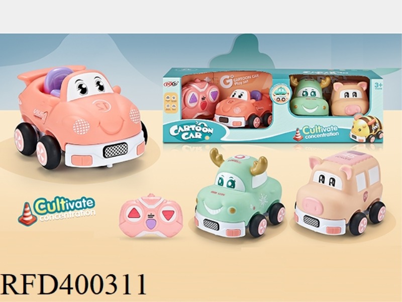 2.4G THREE-CHANNEL REMOTE CONTROL VINYL DEER CAR, RACING CAR, PIG CAR (WITH LIGHT AND MUSIC)
