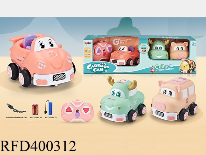 2.4G THREE-CHANNEL REMOTE CONTROL VINYL DEER CAR, RACING CAR, PIG CAR (WITH LIGHT AND MUSIC) (INCLUD