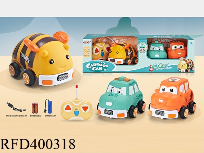 TWO-CHANNEL REMOTE CONTROL VINYL BEE CAR, Q VERSION JEEP, Q VERSION TAXI (WITH LIGHTS) (INCLUDE)