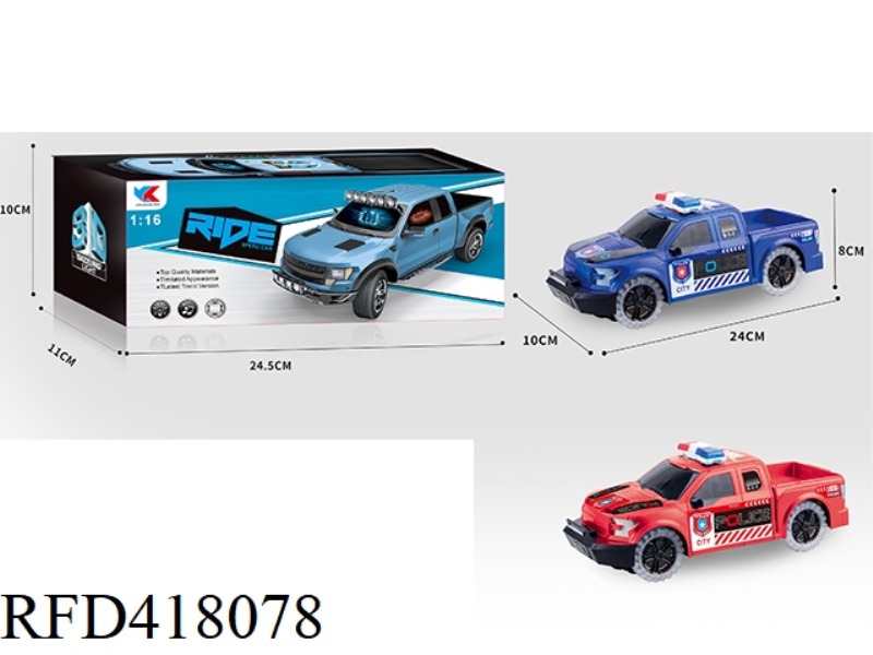 ELECTRIC UNIVERSAL 3D LIGHT + WHEEL COLORFUL LIGHT 1:16 FORD H150 RAPTOR OFF-ROAD POLICE CAR