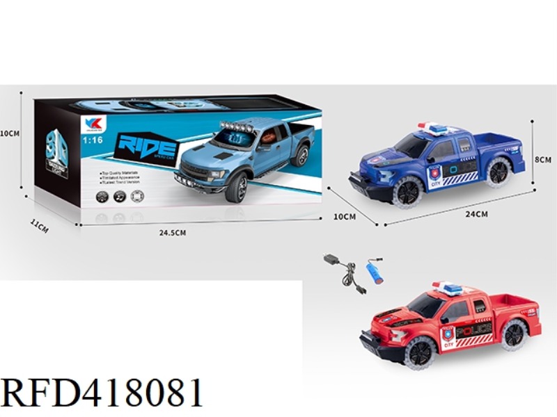 ELECTRIC UNIVERSAL 3D LIGHT + WHEEL COLORFUL LIGHT 1:16 FORD H150 RAPTOR OFF-ROAD POLICE CAR