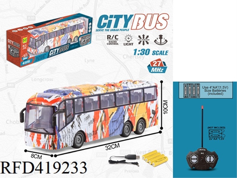 1:30 FOUR-CHANNEL LIGHT WATERMARK BUS REMOTE CONTROL CAR