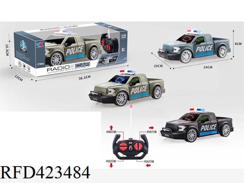 F150 FORD RAPTOR 1:16 FOUR-CHANNEL REMOTE CONTROL POLICE CAR WITH 3D LIGHTS