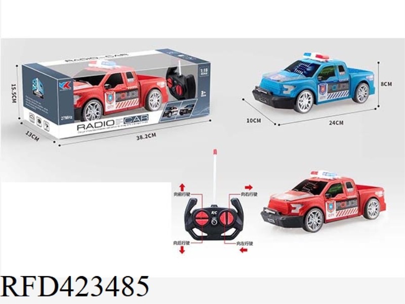 F150 FORD RAPTOR 1:16 FOUR-CHANNEL CRACKED REMOTE CONTROL POLICE CAR WITH 3D LIGHTS