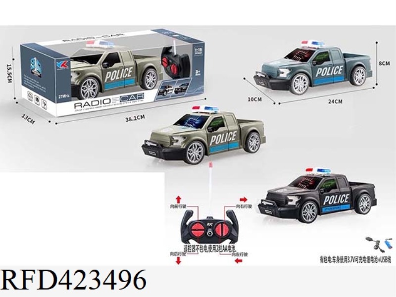 F150 FORD RAPTOR 1:16 FOUR-CHANNEL REMOTE CONTROL POLICE CAR WITH 3D LIGHTS