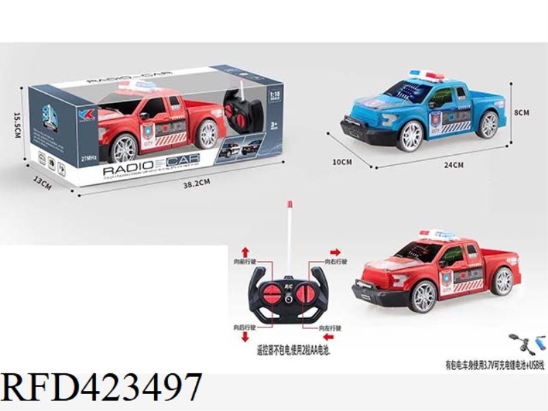 F150 FORD RAPTOR 1:16 FOUR-CHANNEL CRACKED REMOTE CONTROL POLICE CAR WITH 3D LIGHTS