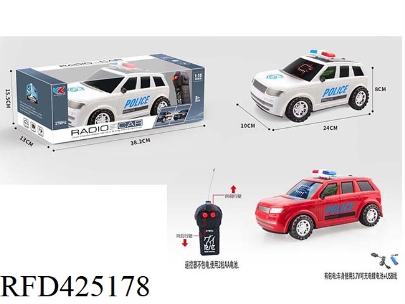 LAND ROVER OFF-ROAD 1:16 TWO-CHANNEL REMOTE CONTROL POLICE CAR WITH 3D LIGHTS