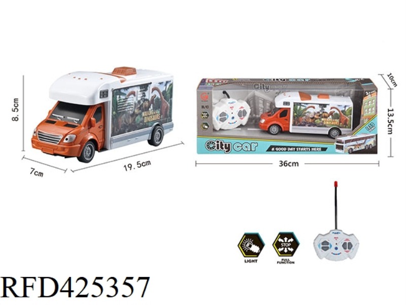 1:32 FOUR-WAY LIGHT REMOTE CONTROL DINOSAUR THEME CARAVAN (WITHOUT BATTERY)