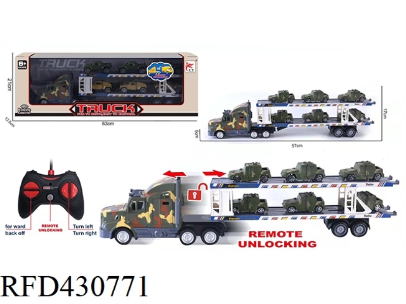 REMOTE CONTROL 5-CHANNEL AUTOMATIC UNLOADING LONG CONTAINER TRUCK (WITH 6 HANMA)