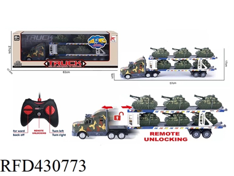 REMOTE CONTROL 5-CHANNEL AUTOMATIC UNLOADING LONG CONTAINER TRUCK (WITH 6 TANKS)