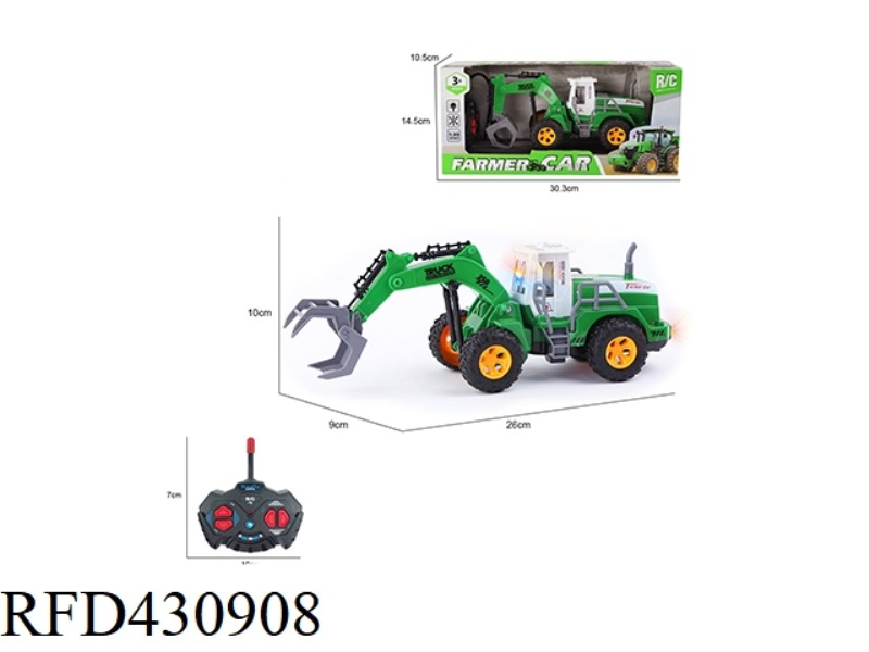1:30 FOUR-CHANNEL LIGHT REMOTE CONTROL HIGH-ARM GRIPPING FARMER ENGINEERING VEHICLE