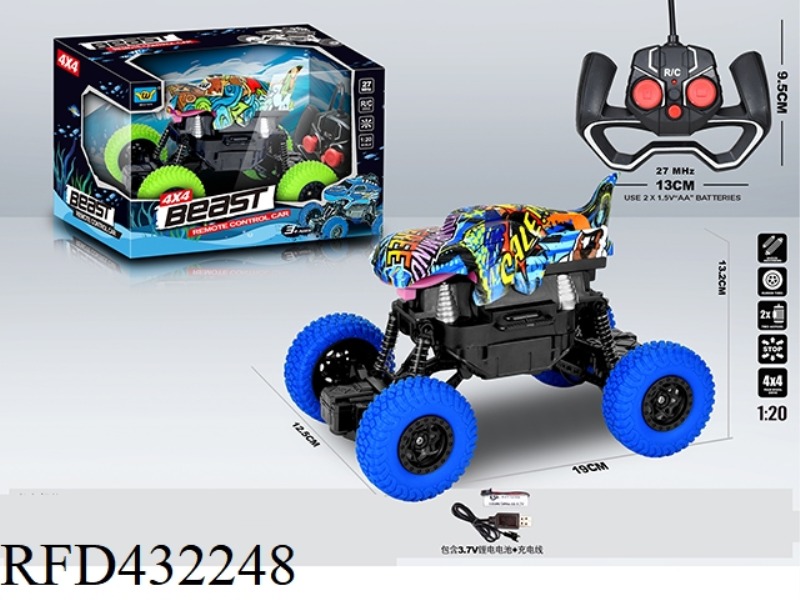 4X4 TYRANNOSAURUS REX GRAFFITI FOUR-WAY CLIMBING REMOTE CONTROL CAR (INCLUDES 3.7V LITHIUM BATTERY,