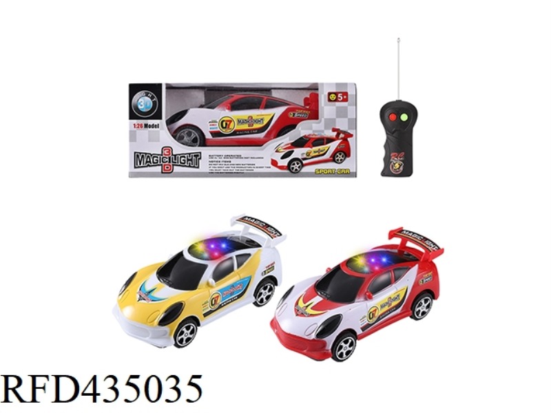 TWO-CHANNEL REMOTE CONTROL CAR WITH 3D LIGHT 1:26 (RED, YELLOW)